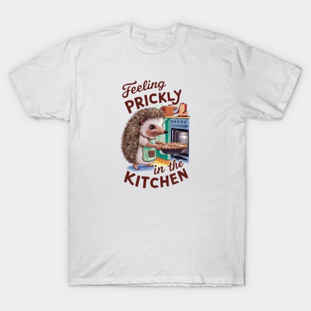 Feeling Prickly in the Kitchen Funny Chef Hedgehog T-Shirt by Sniffist Gang